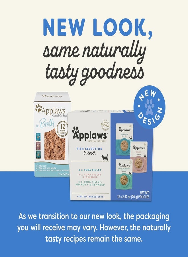 Applaws Natural Wet Cat Food in Broth, Limited and Natural Ingredients, High Protein with No Artificial Additives, Fish Variety Selection in Broth (12 x 2.47oz Pouches) - Image 2